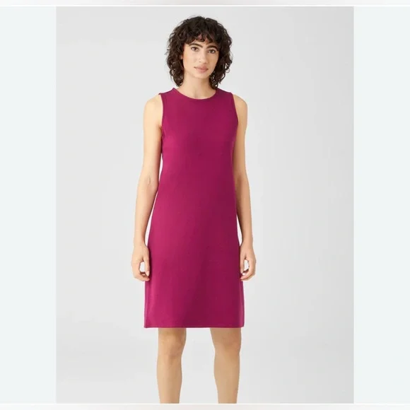 Eileen Fisher | Dresses | Eileen Fisher Sleeveless Vneck Pima Cotton  Stretch Jersey Tank Dress Pinklarge | Poshmark